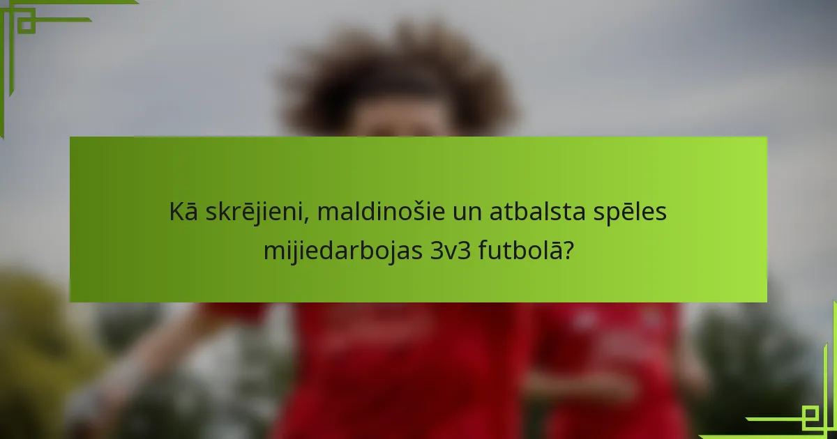 Kā skrējieni, maldinošie un atbalsta spēles mijiedarbojas 3v3 futbolā?