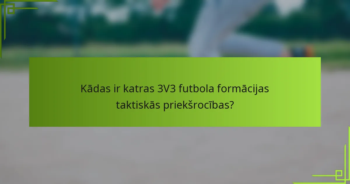 Kādas ir katras 3V3 futbola formācijas taktiskās priekšrocības?
